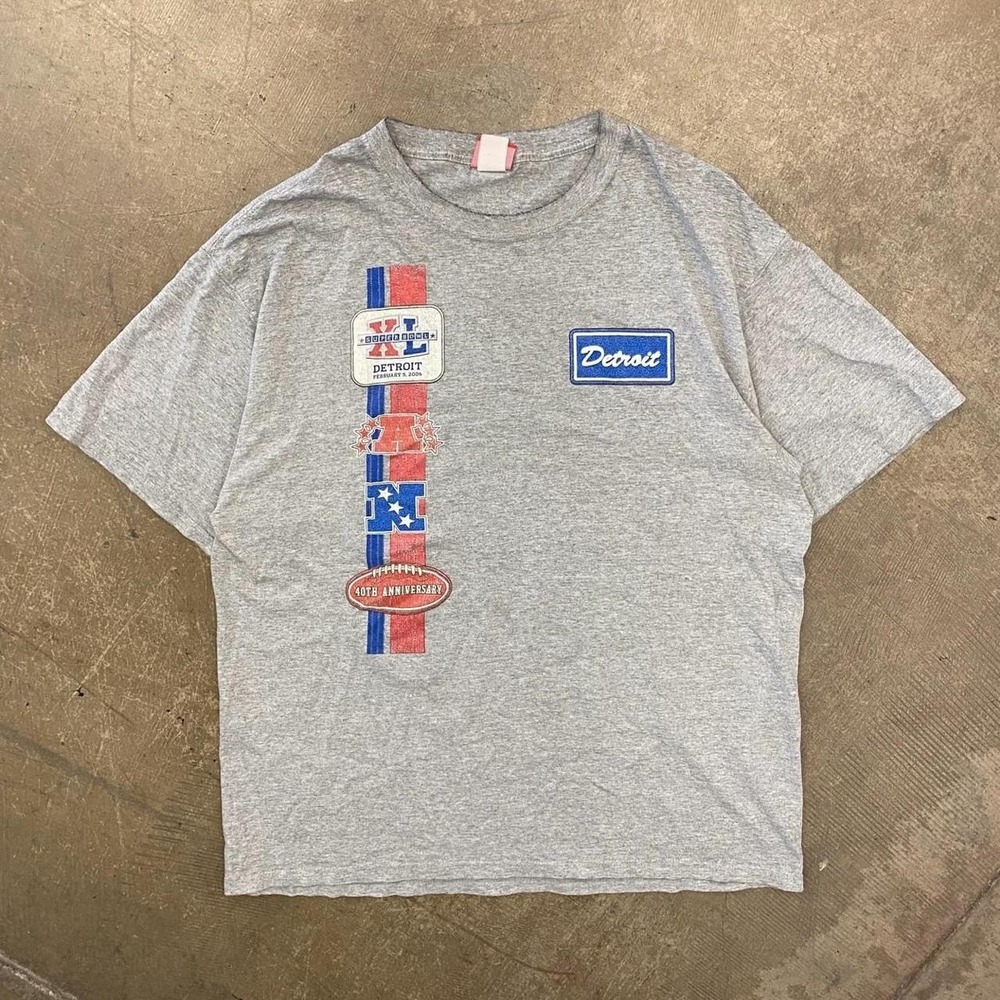 Vintage Detroit Super Bowl XL 2006 NFL Football Promo Sports T-Shirt Size XL
